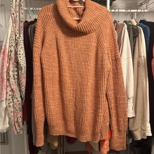 Free people oversized Leo Cozy petal combo Turtleneck Sweater